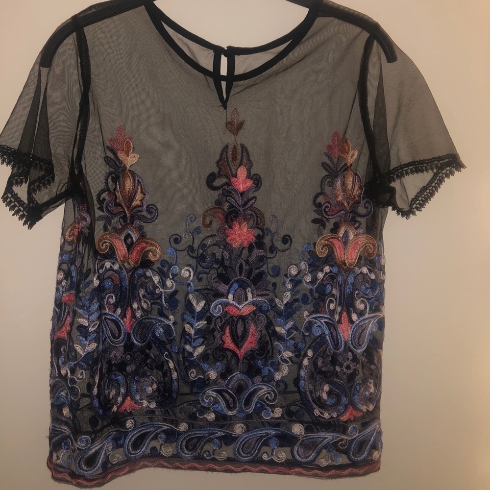 Mesh embroidered shirt